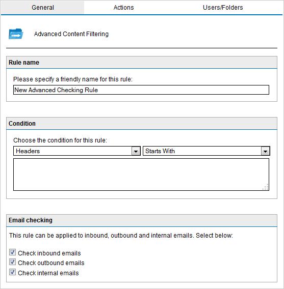 Screenshot 106: Adding a new Advanced Content Filtering rule 2. In Rule Name area, provide a name for the new rule. 3.