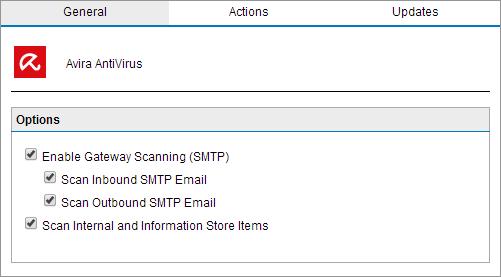 Emails found containing virus during a scan are handled according to the action set for the engine that detected the virus. To configure the Avira settings: 1.