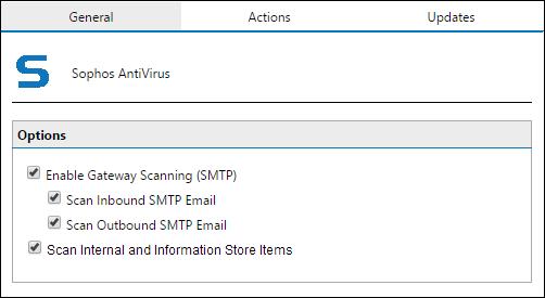 Screenshot 51: Sophos configuration 2. Select the Enable Gateway Scanning (SMTP) check box to scan emails using this Virus Scanning Engine. 3.