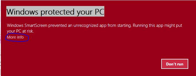 5. Users with Windows 10 may see the following dialog because the file was downloaded from the internet and GrapeMasher is not a well known application to Microsoft, you