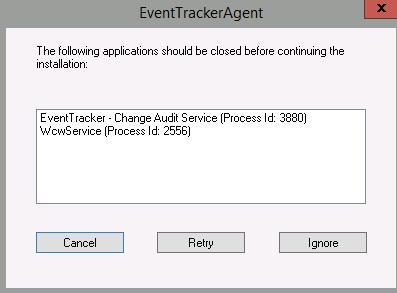 NOTE: In case you get the below message during the uninstall process, then the EventTracker and