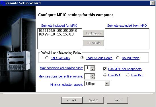 Figure 4: MPIO Settings for network adapter ports Intel X520 10GbE NIC tuning Jumbo packets are enabled on all NIC ports and set to