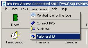 In the Peripherals menu, select Peripheral list (Figure 3.2 5). Figure 3.2 5 Peripheral list opening 2.