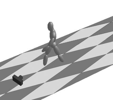 (a) (b) (c) Figure 1: A typical dynamic scenario. In this scene, a person is walking along a straight line. (a) and (c) are two reference views taken at different times from different viewpoints.