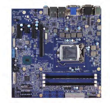 Core i7/ i5/ i3/ Xeon E3-1200 v6/ v5 CPU Supports ECC memory (C236 SKU only) 6 x COM, 2 x, 10 x USB, 2 x PS/2 1 x VGA, 1 x DVI-D, 1 x DP (internal) 6 x SATA, supporting RAID 0/1/5/10/01 1 x mini PCIe