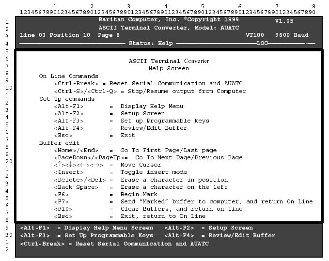 CHAPTER 3: OPERATING AN ASCII DEVICE WITH THE AUATC TERMINAL CONVERTER 9 Buffer Edit Mode The AUATC stores the most recent eight pages of