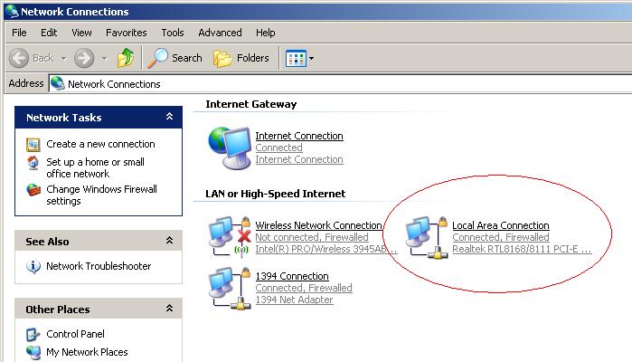 6 Setup LAN, WAN Modem connection LAN / computer connections 7 PC Network Adapter setup (Windows XP) Enter