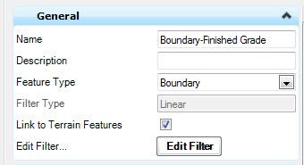 In the General settings, verify that the Feature Type field is set to Boundary. f. In the General settings, turn on the option Link to Terrain Features.