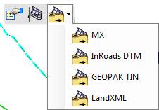 3. Browse to the folder where you unzipped the dataset files and select the file South Blvd-Imperial.dgn [South Blvd-Metric.dgn]. 4. In View 1, click on the boundary of the existing terrain. 5.