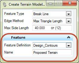 Create the Proposed Terrain Model After creating the top mesh along the corridor, and referencing it to a new file, we will create a triangulated terrain model of the proposed corridor.