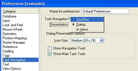 Application Window How to change the layout back to the V8 XM Edition default: First, select Workspace > Preferences, and then select the Task Navigation category.