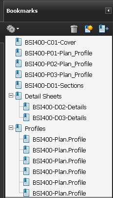 Print Organizer print sets containing folders. The folder names display in the PDF output as Bookmarks. Exercise: Export to PDF 1 Continuing in BSI400-C01-Cover.