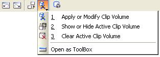 Dialogs Creating a clip volume To create one, in the active view's view controls, click the Clip Volume tool, select Apply or Modify Clip Volume and set the tool settings.