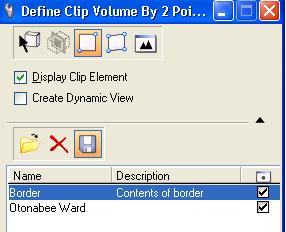 8 In the Saved View dialog, click Create Saved View, use the method From View, Associative Clip Volume enabled, and name the saved view Otonabee.