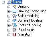 Tools and Tasks 3 Click the arrow next to Tasks in the Tasks dialog. All the tasks defined by MS_GUIDGNLIBLIST are listed, along with the default tasks.
