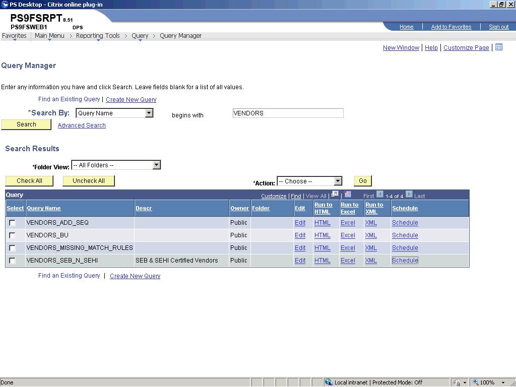 17. Once the scheduled time has elapsed, you can view the query results via the Report Manager.