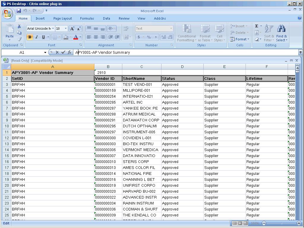 6. Running the query directly to Excel allows you to manipulate the results.