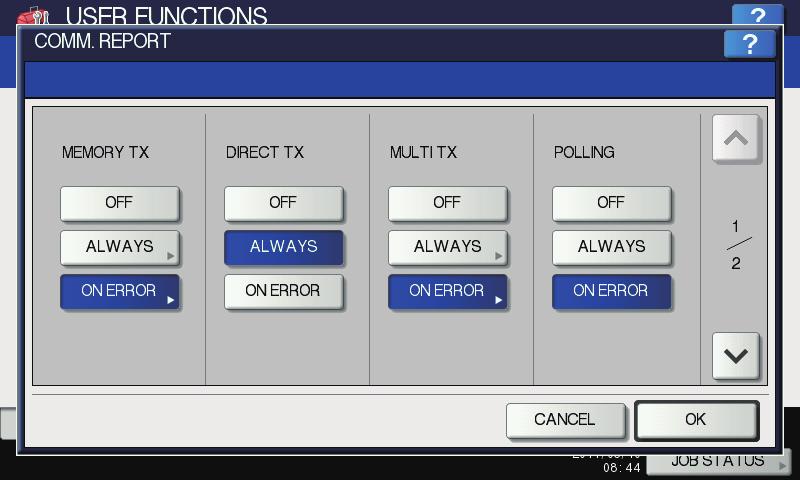 2 SETTING ITEMS (ADMIN) 3 Specify the conditions for each transmission type and press [OK].