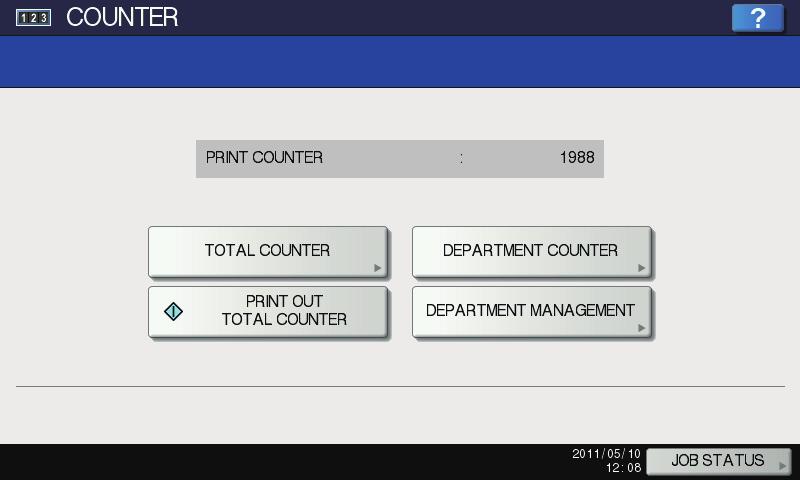 3 MANAGING COUNTERS (COUNTER MENU) DEPARTMENT MANAGEMENT Logging on as administrator You can define department codes to control the quantity of copy, print, scan, and facsimile pages printed by each
