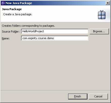 Package contains Java class files To create a package for a project: Select the project in the Package