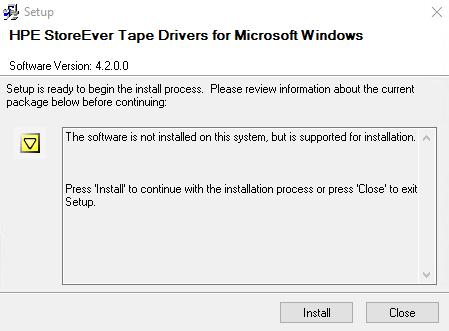 Installing tape library drivers It s recommended to install the latest update driver from HP. The driver for HP MSL8096 can be downloaded here: HPE StoreEver Tape Drivers for Microsoft Windows.