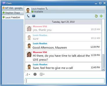 Chat history Conversation from previous chat is shown as historical Chat with internal or external XMPP clients Group Chat Drag