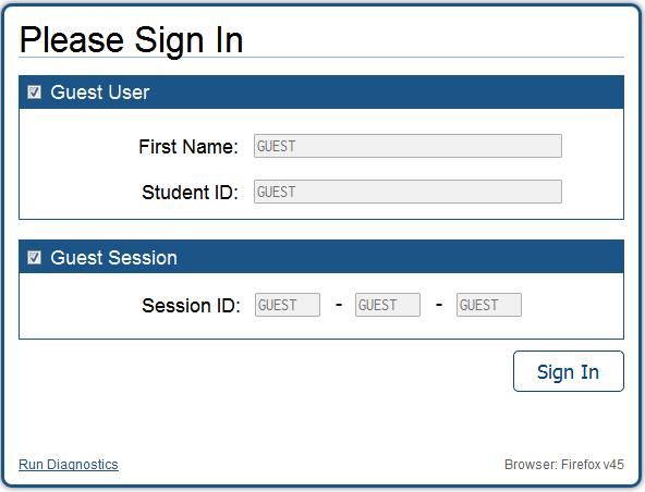 To sign students in to a practice test session: 1. Launch the secure browser. On the Student Sign-In Page select Click here to go to the Practice and Training Test Site (Figure 18). Figure 18.