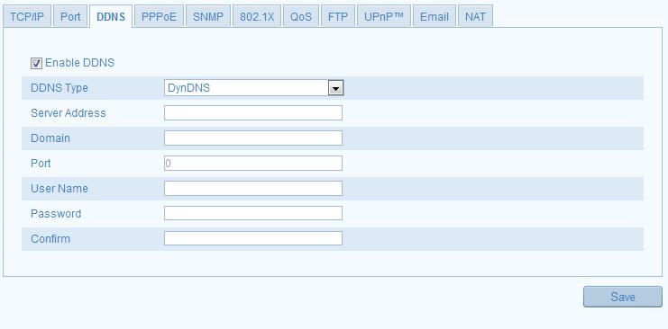 org). (2) In the Domain text field, enter the domain name obtained from the DynDNS website.