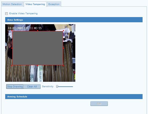 Figure 6-46 Video Tampering Alarm 2. Check Enable Video Tampering checkbox to enable the video tampering detection. 3.