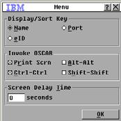 68 Global Console Manager Installation and User s Guide Changing the display behavior Use the Menu window to change the order of the target devices and set a screen delay for the OSCAR interface.