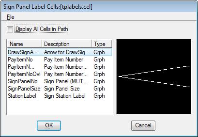 SIGNAGE TOOLS - Panel Properties Tab Chapter 5 o Place Label as Cell This option requires selecting a cell for the Name and Size label.
