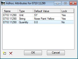 For the Default Value, key-in Nose Paint Yellow. This will show up on the quantity reports. 5. Toggle the Lock to Yes. 6. Click Add New Row again. 7. For the Name click on New1 and Key-in 0710 11290.