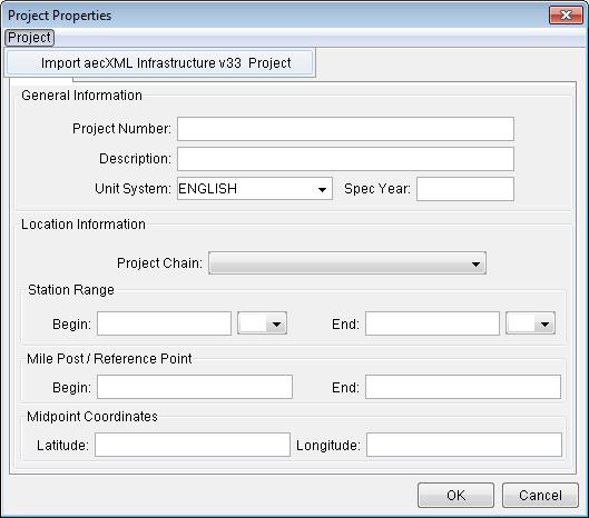 Chapter 6 QUANTITIES AND REPORTS - Quantity Manager Load Project Properties from TRNS*PORT 8. Continuing in Quantity Manager, select Project > Properties. This opens Project Properties dialog. 9.