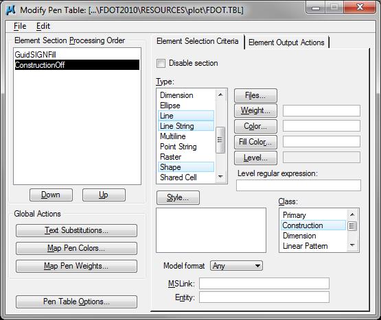 ELEMENT OUTPUT ACTIONS TRANSPARENCY Pen table transparency is supported for any printer driver capable of printing in rasterized mode.