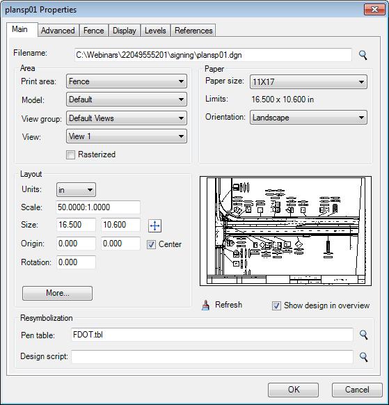 Chapter 8 PRINTING TOOLS - Printing in MicroStation From the Print Organizer PRINT DEFINITION PROPERTIES MAIN TAB When a Print Definition is selected, navigate to Edit > Properties from the Print