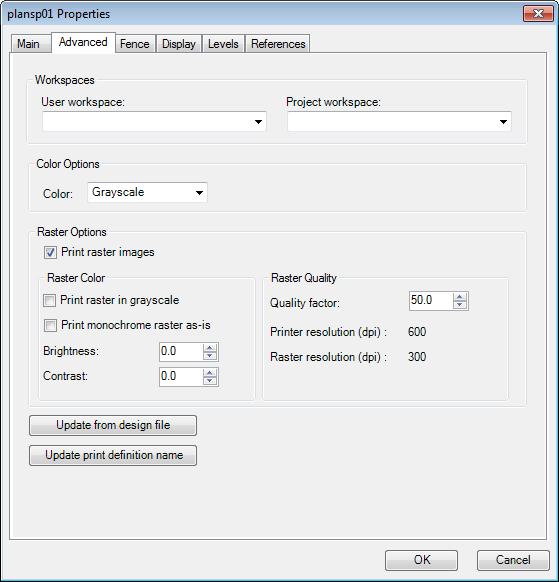 PRINTING TOOLS - Printing in MicroStation From the Print Organizer Chapter 8 ADVANCED TAB When a Print Definition is selected, navigate to Edit > Properties from the Print Organizer menu or click the