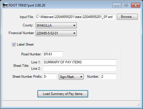 Chapter 3 SUMMARY OF PAY ITEMSSUMMARY OF PAY ITEMS- General Information GENERAL INFORMATION The Trns*Port Quantities tool gives the designer the option to place a sheet border into the design file or