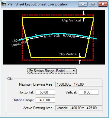 PAVEMENT MARKING TOOLS - Sheet Layout and Clipping with GEOPAK Chapter 4 By Station Range Radial With this option the Horizontal distance is used to trim the Station Range.