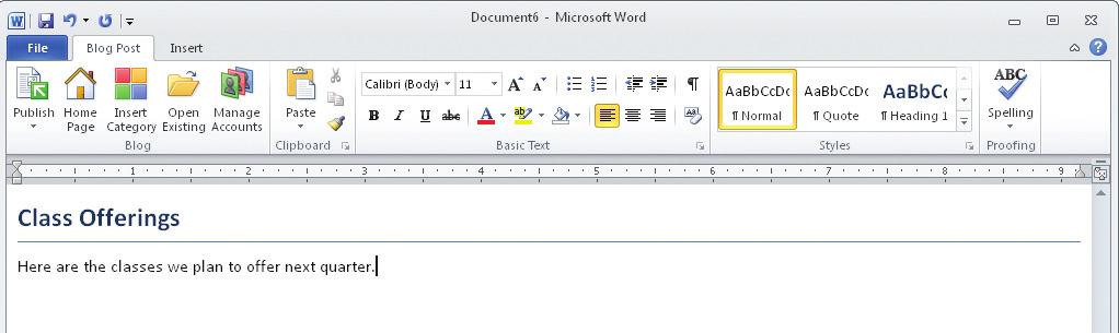 54 Chapter 4 Word Learning Microsoft Office 2010 6. Type your full name and today s date in the footer of the document. 7.