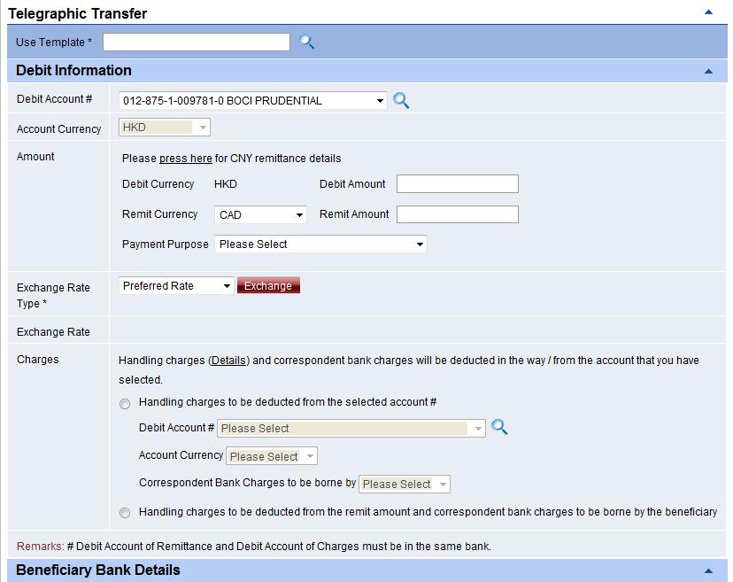 (Optional) If you have already saved the payment template, you can retrieve the template by clicking button; 4.