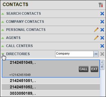 Show Contact Details You can view the details of a contact in any directory. Only one contact per directory can be expanded at a time.