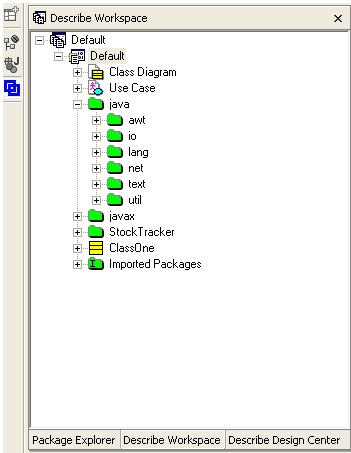 Model Hierarchy Window The Model Hierarchy Window pane opens when you select the Describe Workspace pane. The Workspace appears and displays the current Describe system.