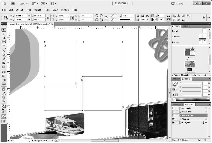 Chapter 1: Introducing the Adobe Creative Suite InDesign works with object frames. These frames are placed to define the layout and can then be filled with text, images, or interactive elements.