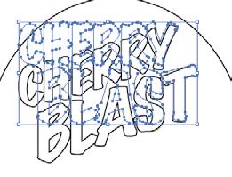 Next, you will apply effects to the text shapes CHERRY BLAST at the top of the soda label. With the Selection tool ( ), click the CHERRY BLAST type shapes to select the group.