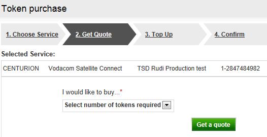 1 Select the number of tokens that you require.