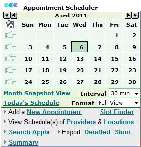 Appointments Access Appointment Scheduler Image Part II This Part II displays the details of the appointments made for today.