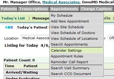 Appointments Calendar Settings 2. Fill in the fields as applicable.