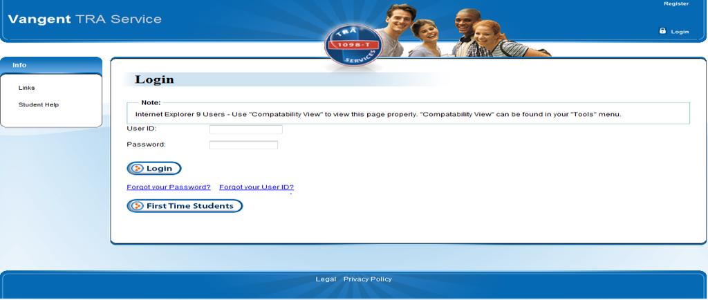 Accessing a student 1098-T is easy - simply go to tra.vangent.com, click on First Time Student and follow the instructions. 1. Open a web browser (such as Internet Explorer, Safari, Chrome, Firefox, etc.