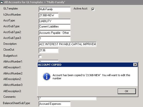 Adding New Accounts 2 Click the Copy Account button. 3 Pop Up ENTER ACCOUNT NUMBER box.