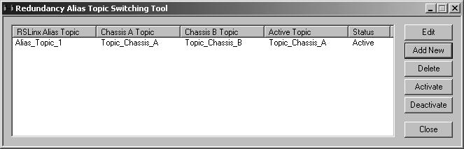 ) 1. In the system tray, right-click the Redundancy Switch icon and choose Open Alias Topic Switching Tool. 2.